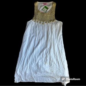 Lilly Pulitzer Rachelle Resort White Gold Crochet Halter Mini Dress small NWT